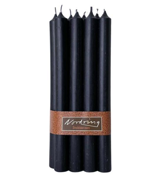 8 stuks rustieke staafkaarsen 2,2 cm x 25 cm hoog zwart