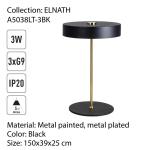 Nachtlampje Touch - Dimbare LED Tafellamp Zwart - Bedlamp - Tafellamp Retro Vintage met kabel, metalen lampenkap - Tafellamp Woonkamer Slaapkamer - 3xG9 3W mgl