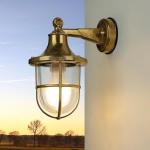 Wandlamp messing, buitenlamp maritiem, scheepslamp, rustiek, nostalgisch, IP64, H: 27 cm, E27, buitenverlichting tuin, buitenwandlamp balkon
