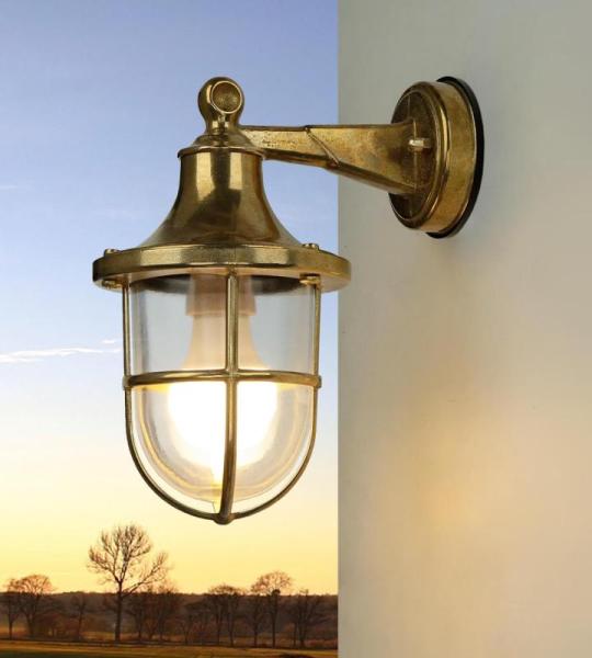 Wandlamp messing, buitenlamp maritiem, scheepslamp, rustiek, nostalgisch, IP64, H: 27 cm, E27, buitenverlichting tuin, buitenwandlamp balkon