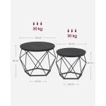 Salontafel rond, set van 2, woonkamertafel, bijzettafel, modern, afneembaar tafelblad, voor woonkamer, inktzwart LCT041B22