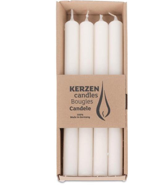 2x4-pack (8 stuks) rustieke vintage staafkaarsen huishoudelijke kaarsen kroonkaarsen landelijke stijl doorgeverfd 25 cm+staafaansteker. RAL certificaat. brandduur ca. 10 uur - made
