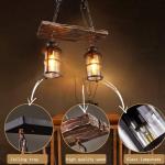Hanglamp Vintage Hangende Verlichting Eetkamer Kroonluchter Binnen Retro Industriële Hangende Lamp Van Hout Metaal Glazen Lampenkap E27 Plafondverlichting Bar Hoogte Verstelbaar P