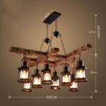 Hanglamp Vintage Hangende Verlichting Eetkamer Kroonluchter Binnen Retro Industriële Hangende Lamp Van Hout Metaal Glazen Lampenkap E27 Plafondverlichting Bar Hoogte Verstelbaar P