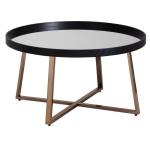 Koffietafel Glas en Metaal 78 x 42,5 x 78 cm Salontafel Goud en Zwart | Ronde Tafel Woonkamer Moderne | Glazen Tafel Bijzettafel Rond