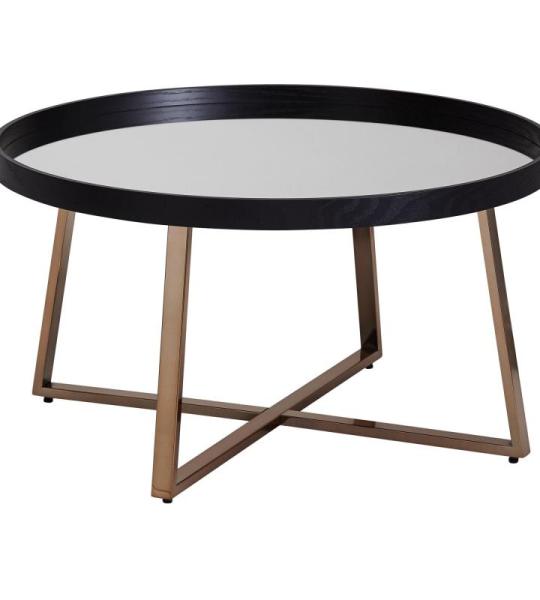 Koffietafel Glas en Metaal 78 x 42,5 x 78 cm Salontafel Goud en Zwart | Ronde Tafel Woonkamer Moderne | Glazen Tafel Bijzettafel Rond