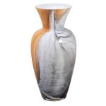 Decoratieve grote vaas, bloemenvaas, glazen vaas van gekleurd glas, decoratie, woonkamercadeau voor vrouwen, hoogte 50 cm, bruin/wit