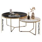 Stijlvolle marmeren top nestelen salontafel set met stevig metalen frame moderne ruimtebesparende bijzettafels voor woonkamer en slaapkamer 24 & 18 inch diameter
