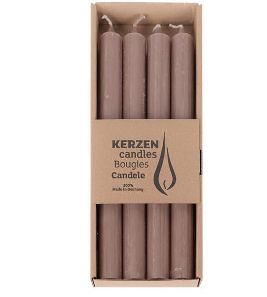 2 x 4 stuks (8 stuks) rustieke vintage staafkaarsen huishoudelijke kaarsen kroonkaarsen landelijke stijl doorgeverfd 25 cm+staafaansteker. RAL certificaat. brandduur ca. 10 uur - m