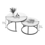 Marmorähnliche Couchtische im 2er-Set mit Metallrahmen, stilvolle und funktionale Möbel für Wohnzimmer, kleinen Raum und Büro