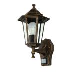 Wandlamp met bewegingsmelder, aluminium glas in koper antiek IP44 tuin D: 23 cm E27 sensor rustieke wandlamp outdoor PARIS
