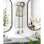 Towel Racks Wall Mounted, 2 Tier Bathroom Towel Storage Organizer, 80cm Wall Towel Holder with 4 Hooks & Storage Shelf Large Capacity Rolled Towel Holders for bathrooms En Suite To