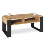 Artisan-salontafel, retro loftbank, open dubbele plank, glijpoten, ideaal voor koffiekransen, gelamineerde plaat, groot oppervlak, gegarandeerde stabiliteit.