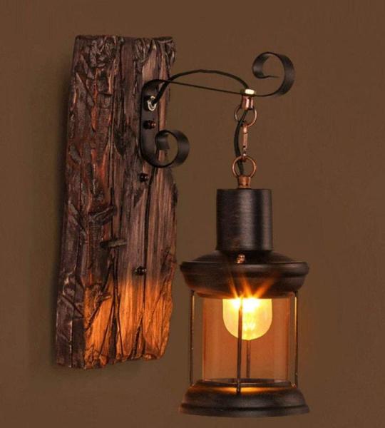 Vintage retro wandlamp nostalgische wandlampen metaal glas spuitverf industriële wind creatieve E27 rustieke houten wandverlichting restaurant wandlamp gang keuken slaapkamer woon