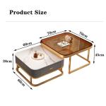 Moderner quadratischer Couchtisch aus Glas, goldfarben, 2er-Set, mit Metallrahmen, stilvolle Aufbewahrung, Couchtische für Wohnzimmer, einfache Montage, für Zuhause, Büro, Schla