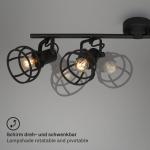- Retro plafondlamp met traliekap, 4-lichts vintage plafondlamp, E14 fitting max. 25 watt, verstelbare lampenkappen, rustieke plafondspot van staal, zwart.