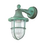 Outdoor wandlamp messing glas in groen antiek geribbeld IP64 terras voordeur T :22 cm E27 riffel maritieme wandlamp buiten SANTORIN