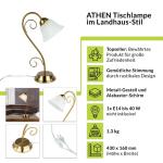 Elegante Tafellamp ATHEN Landelijke Stijl Rustiek in Messing Witte Bureau Bureau Bedside Tafellamp
