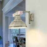 Wandlamp metaal hout in shabby wit woonkamer keuken H: 20 cm E27 natuurlijk gezellig landhuis rustieke vintage wandlamp HAKON