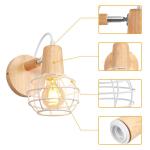 Wandleuchte Vintage Industrial Wandlampen 135° Verstellbar Holz E27 Retro Metallkäfig Design Wandleuchte für Wohnzimmer Badezimmer Flur (Weiß)