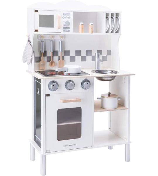 11068 Kinderrollenspel - Houten Kinderkeuken - Dromenkeuken - Inclusief Accessoires - Modern met Kookplaat, Wit