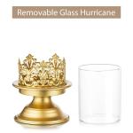 Moderne kandelaar, kaarsenhouder voor stompkaarsen, goudkleurige metalen kandelaar, kaarsenstandaard, voor tafeldecoratie, woonkamer, eettafel, bruiloft, salontafel, bijzettafel, K