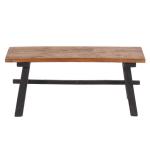 Rustieke houten BANK Anzio | 90x39x26 cm (BxHxD), gerecycled hout | klapbankje, keukenbankje, zijbankje, eetkamerbank, plantenbank | kleur: zwart-natuur