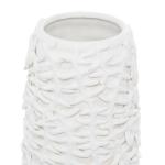 Keramische bloemen reliëf vaas, 6" x 6" x 17", wit