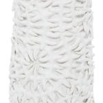 Keramische bloemen reliëf vaas, 6" x 6" x 17", wit