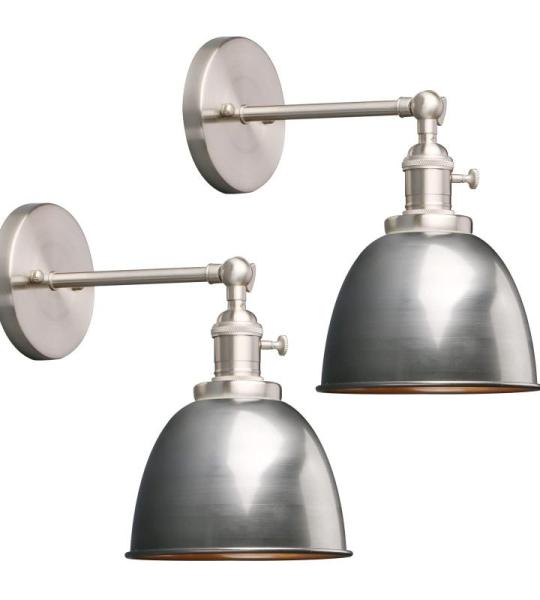 Halve cirkel met metalen kap, wandverlichting, vintage industriële loft, antieke decoratieve design, wandverlichting, keukenwandlamp (blanke lak)