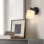 Wandlamp met schakelaar, dimbaar, vintage, stoffen wandlamp E27, retro lamp voor binnen met linnen lampenkap voor woonkamer slaapkamer