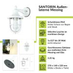 Wandlamp outdoor glas messing wit IP64 voordeur tuin B: 14 cm E27 rustieke maritiem nostalgische lantaarn wandlamp buiten Santorin