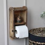 Toiletpapierhouder van hout voor aan de muur, baksteenvorm