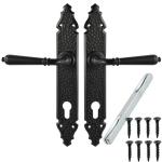 Deurklink, deurbeslag, set voor badkamer, 78 toilet, zwart, mat, langschildgarnituur voor binnendeuren, kamerdeuren, deurklink BB PZ