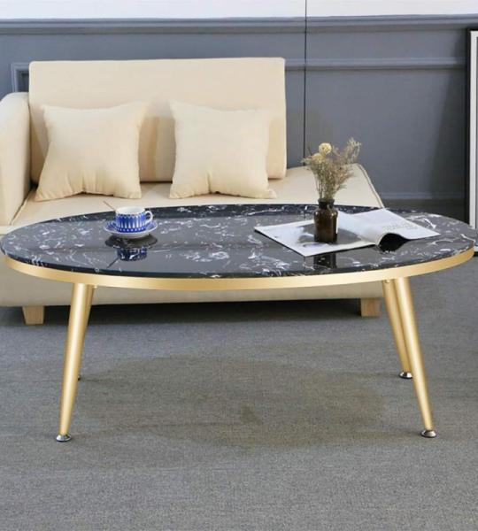 Ovale moderne salontafels voor woonkamer/glamour stijl voor woonkamer, wit/zwart kunstmarmer, salontafels voor woonkamer met verstelbaar voetkussen voor kantoordecoratie (goud