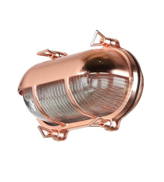 Wandlamp buiten van messing ribbelglas IP64 E27 B: 21 cm in koper maritiem roestvrije buitenlamp wandlamp huis binnenplaats tuin