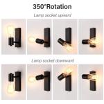 Wandlamp voor binnen, zwart, retro, E27, draaibaar, vintage wandspot, wandspot, rustieke industriële lamp, industriële wandverlichting voor woonkamer, slaapkamer, eetkamer, kinde