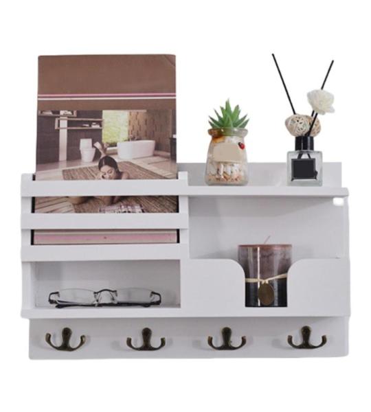 Wandgemonteerde kapstok met plank - Zwevende houten planken met - wandorganizer met , entreeplank sleutelhouder Boerderijdecoratie voor thuis, zakelijk hotel