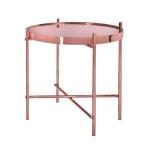 Salontafel, set van 2, diameter 43 x 45 cm + Ø 75 x 35 cm, rond, koper, metaal/glas, uniek, modern, woonkamertafels met glasplaat en metalen frame, bijzettafel, glazen tafel, koff