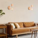 2 stuks vintage wandlampen voor binnen, industriële wandverlichting, E27, retro lamp van metaal en hout, vintage wandlamp voor woonkamer, eetkamer, slaapkamer, hal, keuken, wit