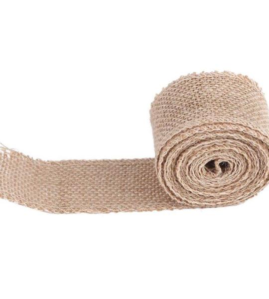 Jute Lint Stof Rustiek Jute Lint Roll Jute Rollen, Brede Jute Linten Natuurlijk voor Feest Decoratief DIY Handgemaakte Ambachten Kunst, Kerstdecoratie (50mm)
