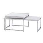 FineBuy Salontafel, set van 2, hout/metaal, rechthoekig, modern, bijzettafel, 2-delig, design woonkamertafel, houten tafel, bijzettafels