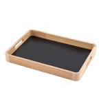 Holztablett Natur mit Magnet Boden in schwarz - 34 x 23 cm - Deko Tablett mit Kreidetafel magnetisch - Geschenk Tablett Pinnwand Memotafel Küchentafel