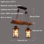 Hanglamp Industriële Vintage Metalen Kroonluchter Houten Vintage 2 Hoofden Industriële Stijl Vintage Retro Rustieke Vintage Industriële Edison Plafondlamp Lineaire Kroonluchter 