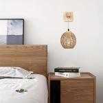 Vintage Wandlamp Met Gevlochten Rotan Lampenkap,E27 Retro Wandlamp Met Schakelaar En Stekker Dimbare Wandlamp,Boho Lamp Rustiek,Voor Slaapkamer Hal Foyer Bars Hotels