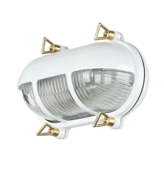 Wandlamp buiten wit van messing ribbelglas IP64 roestvrij E27 B: 21 cm maritiem buitenlamp wandlamp huis binnenplaats tuin