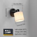 Wandlamp met schakelaar, dimbaar, vintage, stoffen wandlamp E27, retro lamp voor binnen met linnen lampenkap voor woonkamer slaapkamer