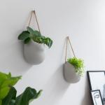 Wandvazen -Ellie- | Hangende keramische bloempotten 2-delig | wanddecoratie voor kamer, balkon en tuin | lichtgrijs (mat)