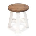 Rustieke houten KRUK Bern | 23x20x20 cm (HxBxD), gerecycled hout, massief | decoratieve bijzettafel, plantenkruk, krukje | Kleur: 06 wit landhuis