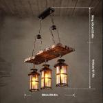 E27 Antieke hangende lamp Eettafel Kroonluchter Hout Smeedijzeren hanglicht Industriële druppelverlichting Vintage hangende lampen Landhuis Retro verlichting Slaapkamer 3 lampen